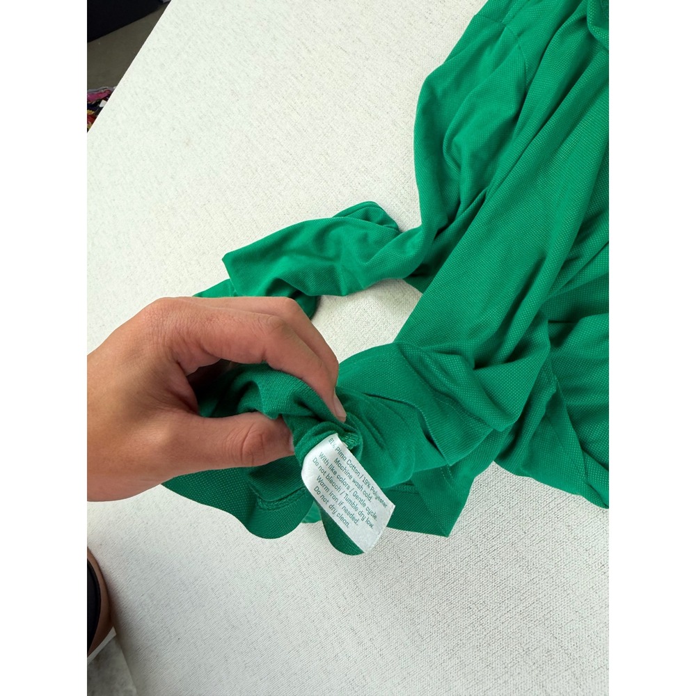 Criquet Mens Green Long Sleeve Pima Stretch Blend Pique Polo Shirt Size Large - Picture 8 of 8